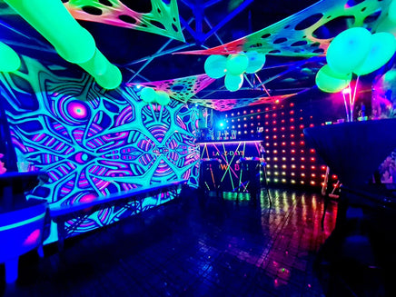 UV Psychedelic Glow in the dark Party tent decor theme In Telford Shropshire. 