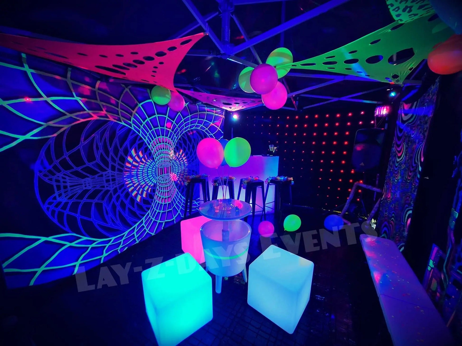 UV Rave Cave Party tent Hire Telford Shropshire West Midlands