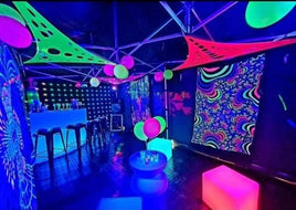 Uv reactive stretch event triangular decor, Blacklight party , Glow party